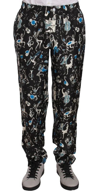 Dolce & Gabbana Elegant Silk Lounge Pants with Unique Men's Print