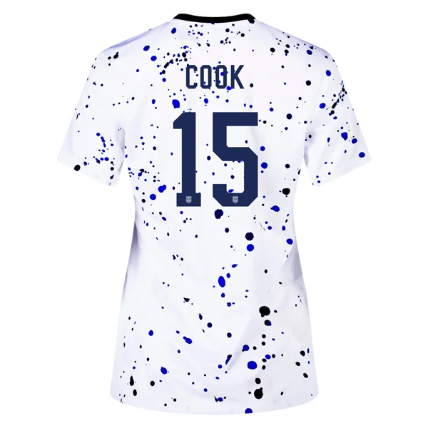 Nike Womens United States Alana Cook 4 Star Home Jersey 23/24 w/ 2019 World Cup Champion Patch (White/Loyal Blue)