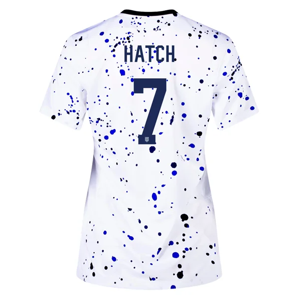 Nike Womens United States Ashley Hatch 4 Star Home Jersey 23/24 w/ 2019 World Cup Champion Patch (White/Loyal Blue)