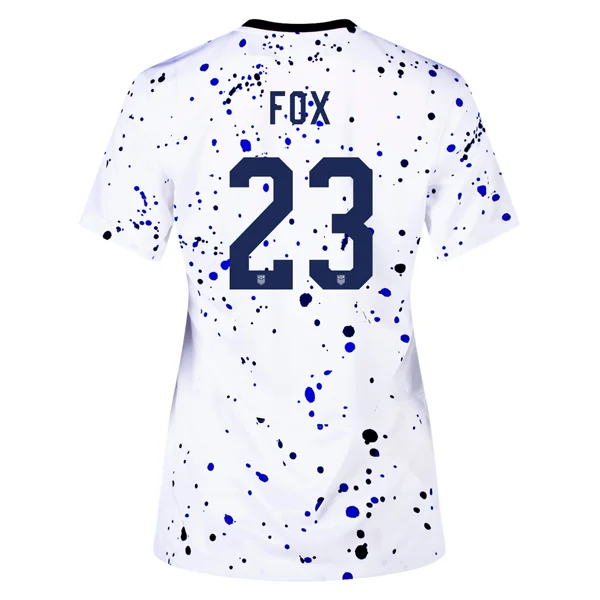 Nike Womens United States Emily Fox 4 Star Home Jersey 23/24 w/ 2019 World Cup Champion Patch (White/Loyal Blue)