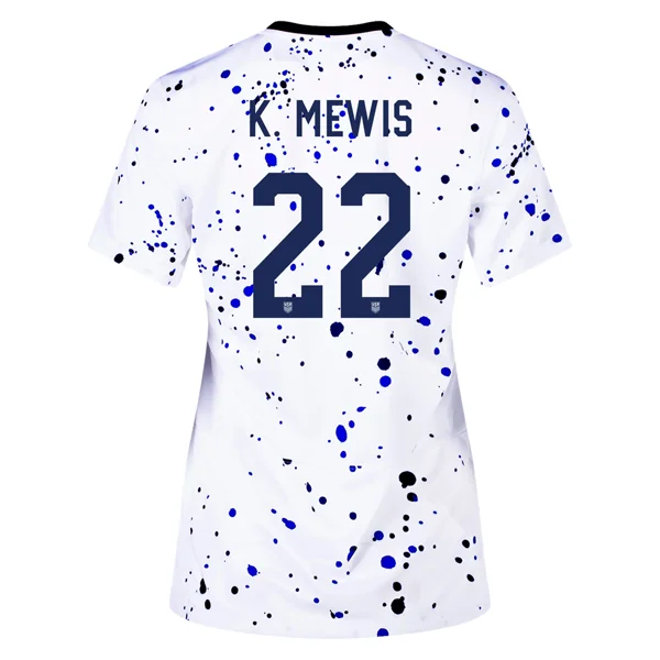 Nike Womens United States Kristie Mewis 4 Star Home Jersey 23/24 w/ 2019 World Cup Champion Patch (White/Loyal Blue)