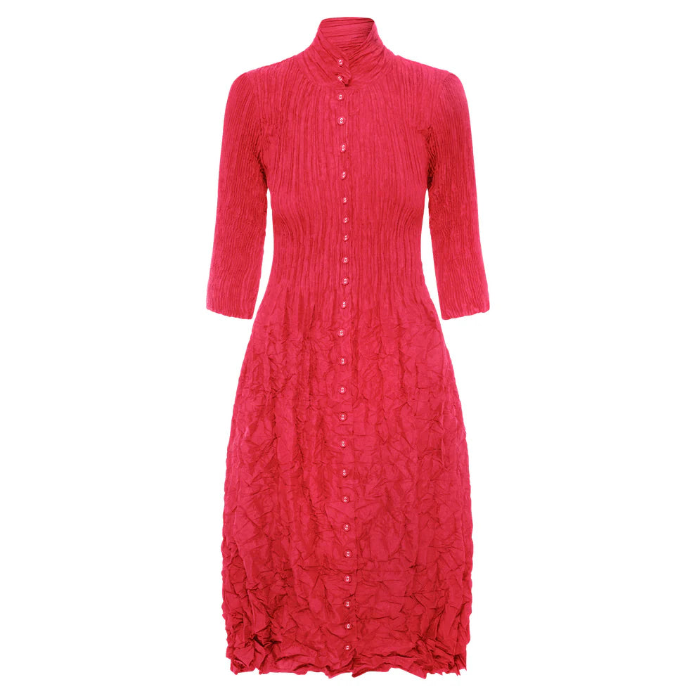 Plus Size Women's Off - Shoulder Ruffled Hem Sweater in Pink for a Feminine and Flirty LookAlquema Nehru Rasberry Coat Dress