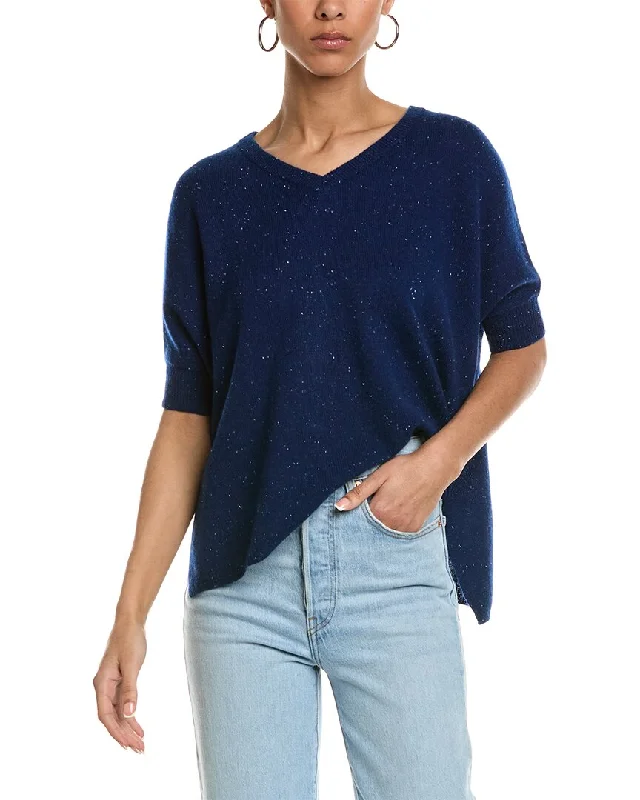 Plus Size Women's V - Neck Long - Sleeve Ribbed Cotton Sweater in Navy for a Classic StyleBrodie Cashmere Bronte Cashmere Sweater