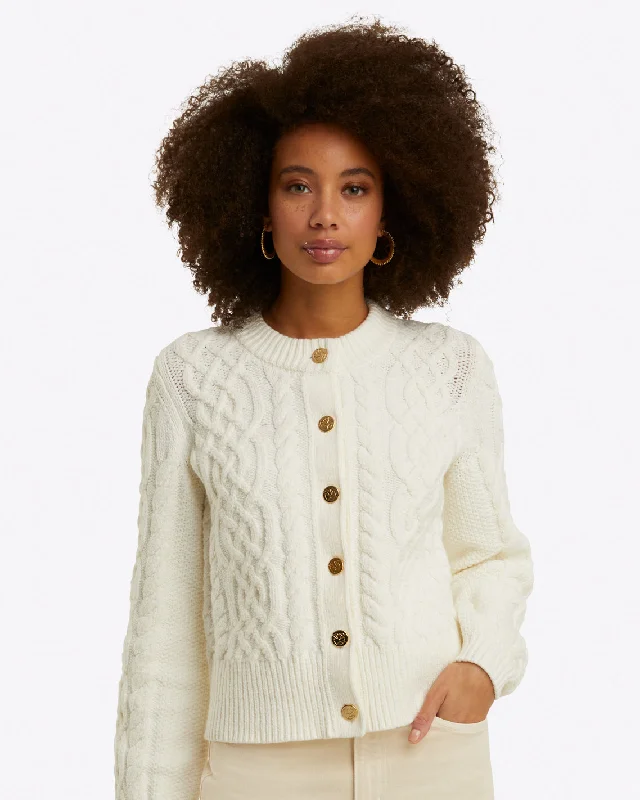 oversized women cardigan for a trendy and cozy lookCable Knit Cardigan in Cotton