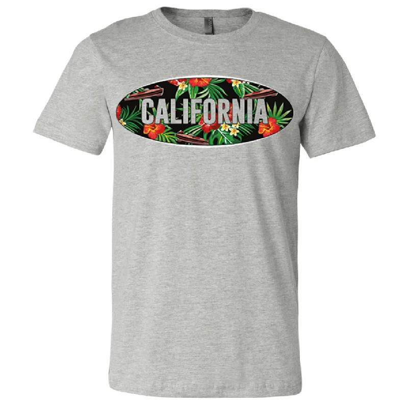 Pocketed Women T Shirt for Added FunctionalityCalifornia Tropical Flowers Logo Asst Colors Mens Lightweight Fitted T-Shirt/tee