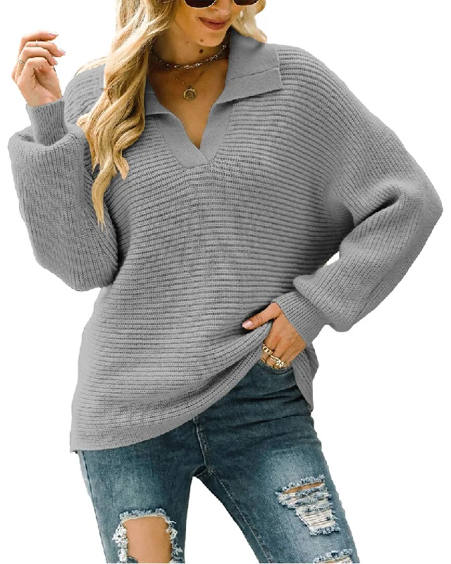 Women's Longline Boyfriend - Style Sweater in Gray for a Relaxed and Casual OutfitCercei Studio Sweater