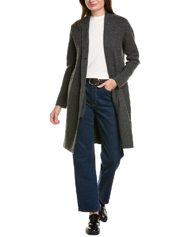 color block women cardigan with bold huesForte Cashmere Double Knit Notch Collar Wool & Cashmere-Blend Cardigan