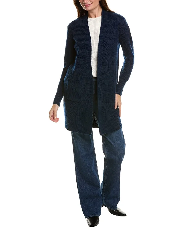 lightweight women cardigan for spring and fallForte Cashmere Rib Long Wool & Cashmere-Blend Cardigan