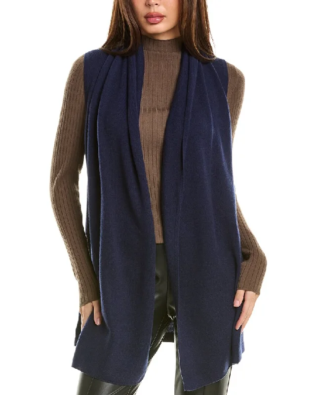 long length women cardigan with side slitsInCashmere Sleeveless Cashmere Cardigan