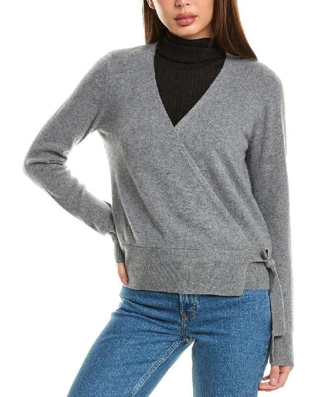 cable knit women cardigan with intricate patternsInCashmere Tie-Side Cashmere Cardigan