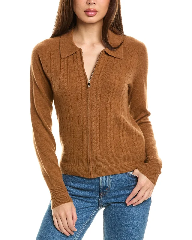 cropped women cardigan to pair with high - waisted jeansInCashmere Zip Front Cashmere Cardigan