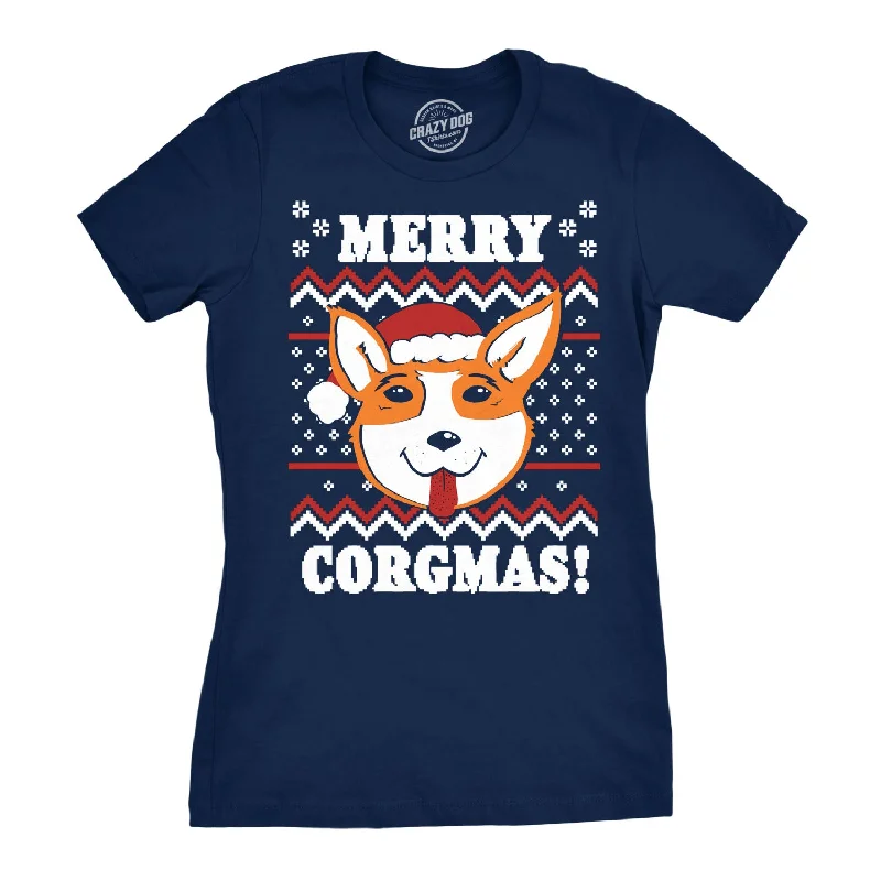 Sleeveless Women T Shirt for Summer ComfortMerry Corgmas Ugly Christmas Sweater Women's T Shirt