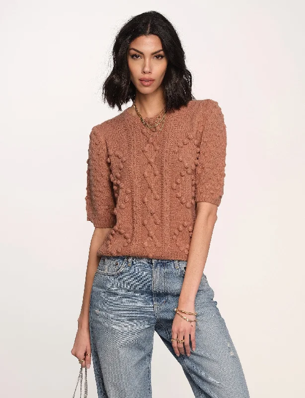 Women's Sheer Lace - Trimmed Sweater in Cream for a Delicate and Elegant Appearanceparmina sweater