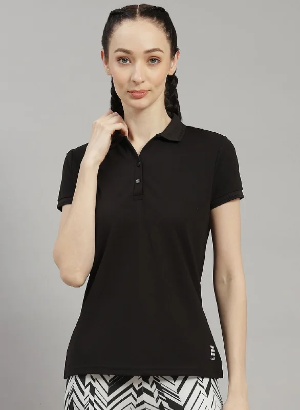 V - Neck Women T Shirt to Enhance the NecklineWomen Black Solid T-Shirt