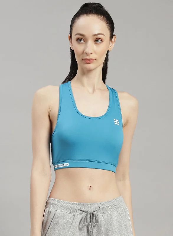 Floral Print Women T Shirt for a Feminine TouchWomen Blue Solid Sports Bra