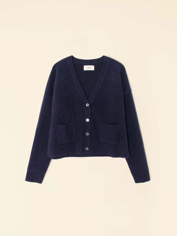 sequin embellished women cardigan for special occasionsTrudie Navy Cashmere Cardigan