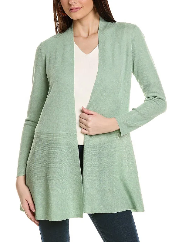 long length women cardigan with side slitsWomens Raw Hem Knit Cardigan Sweater