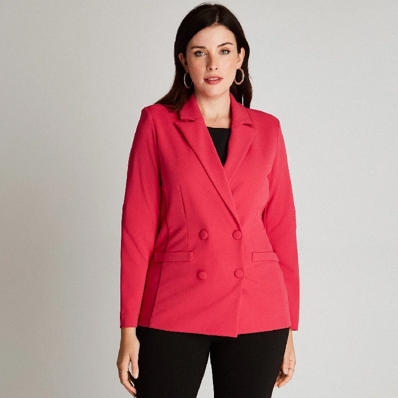 Women's Peplum Blazers in Emerald Green for a Stylish Work AttireBlazer Manga Larga Fucsia