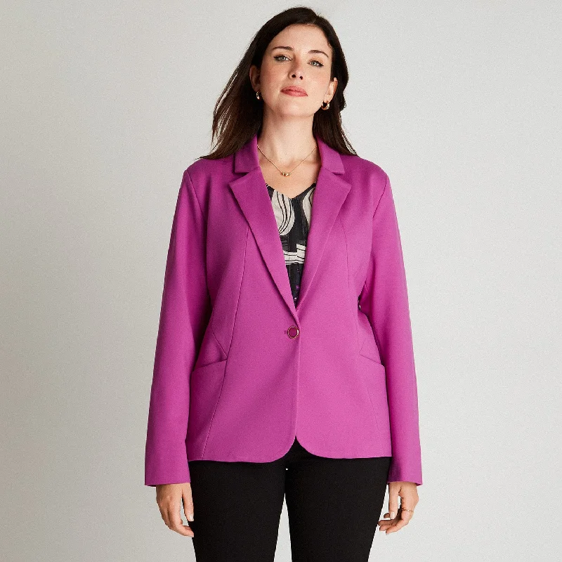 Plus Size Women's Embroidered Blazers in Floral Patterns for a Feminine TouchBlazer Manga Larga Morado