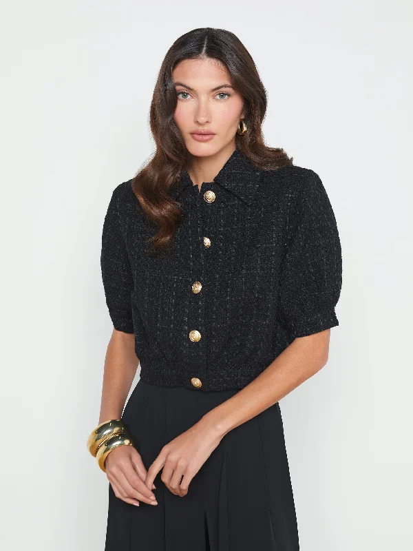 Women's Peplum Blazers in Emerald Green for a Stylish Work AttireCove Cropped Tweed Jacket