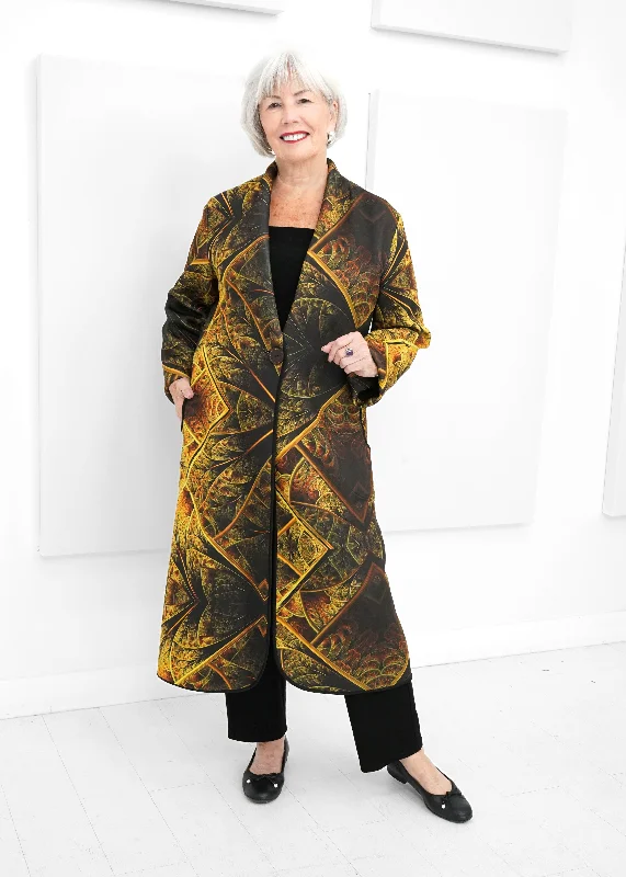 Plus Size Women's Faux Fur - Trimmed Blazers in Black for a Luxurious LookFenya V - Scuba Mystery Long Jacket