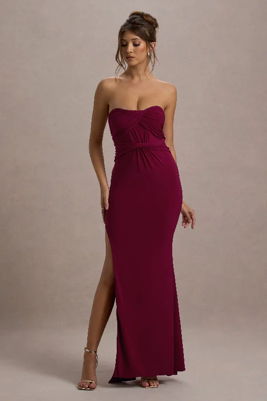 Shift Women Dress with a Simple and Classic Design for Everyday WearNomad | Berry Strapless Split Maxi Dress