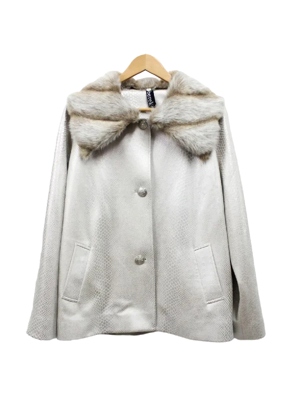 Single - Breasted Women's Linen Blend Blazers in Earth Tones for Casual WearPlatinum Cobra Luxe City Jacket w Fur Collar