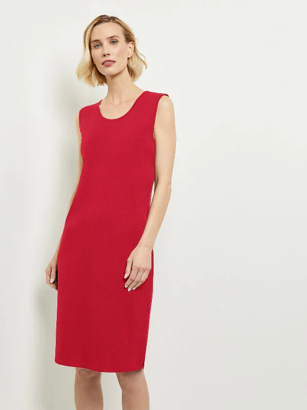 Halter Neck Women Dress to Show Off the Shoulders and NecklineSleeveless Sheath Knit Dress, Rouge