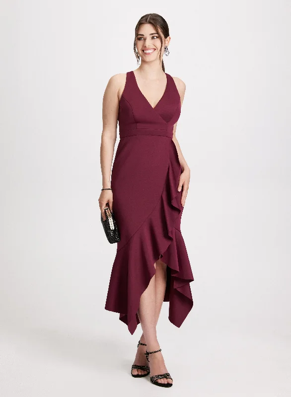 Wrap - Style Women Dress with Adjustable Fit for All Body TypesAsymmetric Ruffle Evening Dress