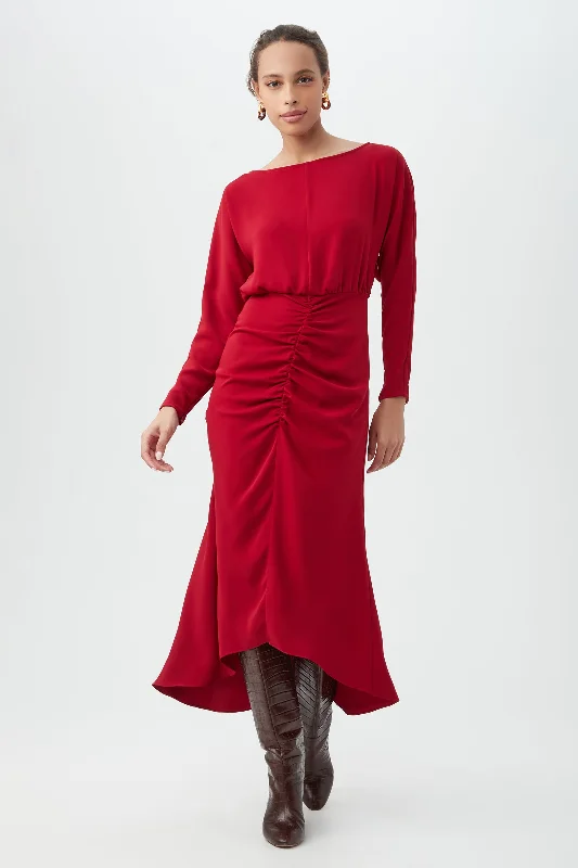 Backless Women Dress for a Sexy and Alluring Look at Evening EventsBEHATI LONG SLEEVE BOATNECK MIDI DRESS