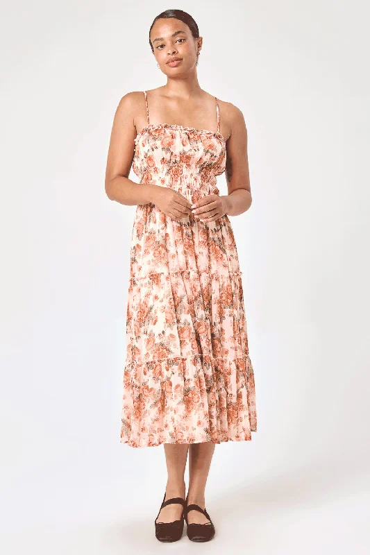 Sheath Women Dress with a Tailored Fit for a Professional LookIvory Floral Emma Tier Midi Dress