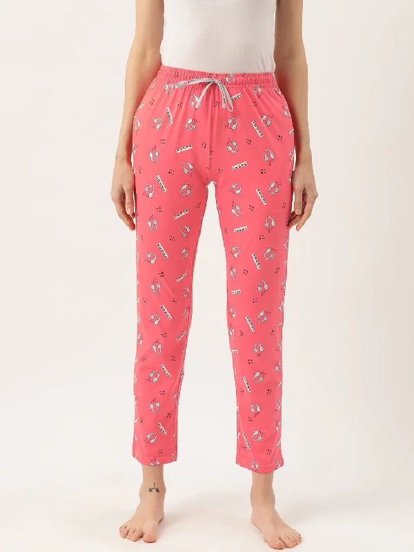 Women's Printed Cotton Coral Lounge Pants | LDLW-2331-1 |