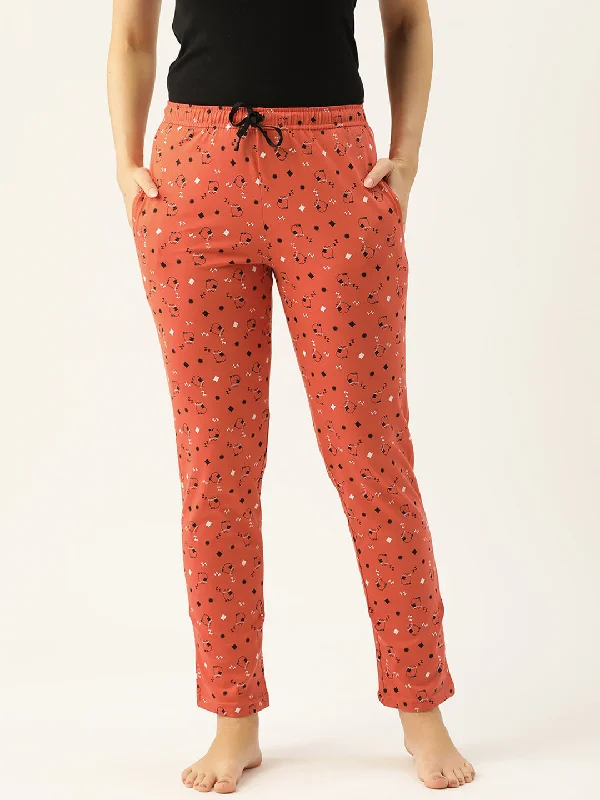 Women's Printed Cotton Orange Lounge Pants | LDLW-2335-1 |