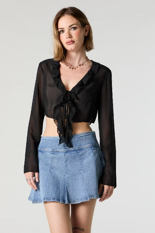 Oversized Denim Top for a Relaxed and Casual VibePleated Denim Mini Skirt