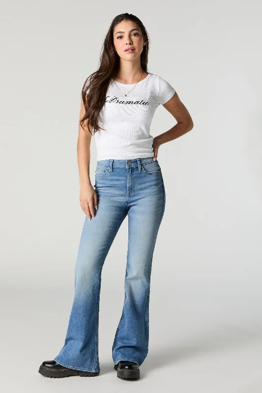 Denim Top with a Metallic Accent for a Shiny LookAustin Medium Vintage Wash High-Rise Flare Jean