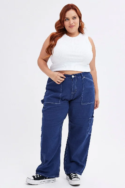 Fringed Denim Top with a Bohemian FlairBlue Cargo Jeans Out Pocket