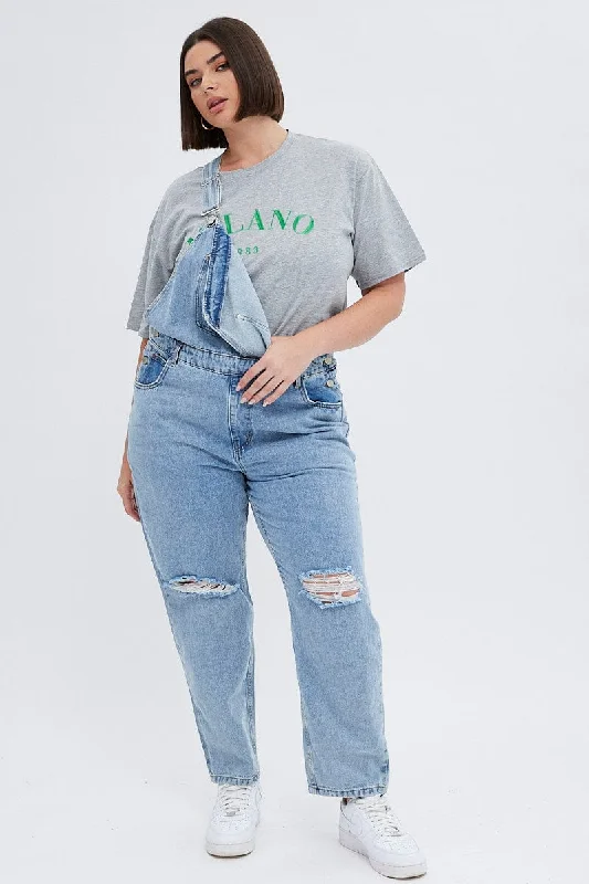 Denim Top with a Metallic Accent for a Shiny LookDenim Overall Denim