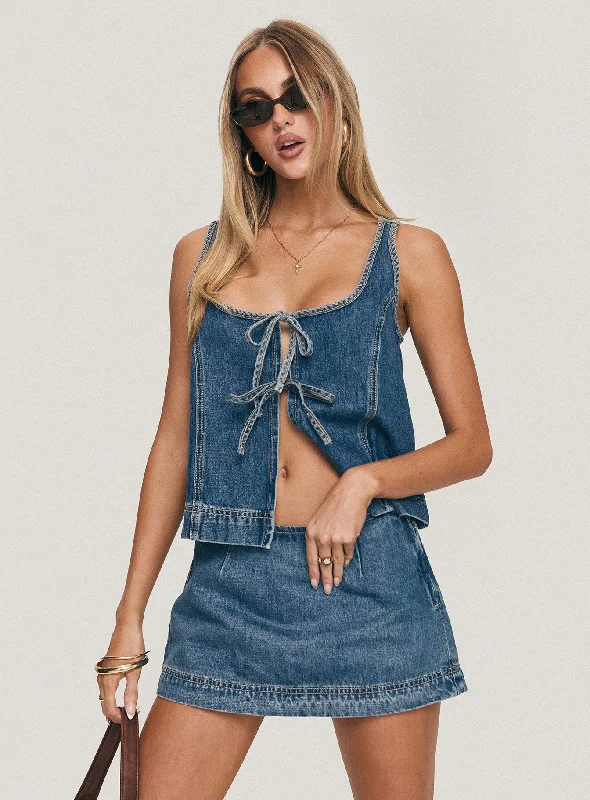 Stefenie Denim Skort Mid Wash