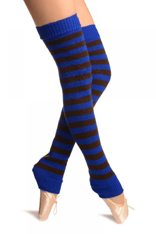 Blue & Brown Stripes Dance/Ballet Leg Warmers