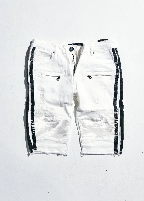 Bolt Biker Shorts (White/Black)