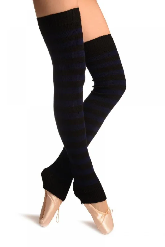 Dark Blue & Black Stripes Dance/Ballet Leg Warmers