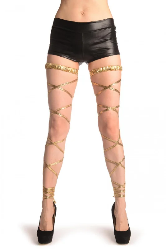 Gold Metallic Leg Wrap With Elasticated Top