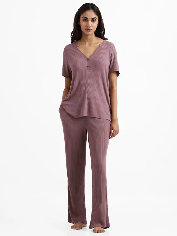 Wunderlove Sleepwear Modal Rib Light Brown Supersoft Lounge Pants