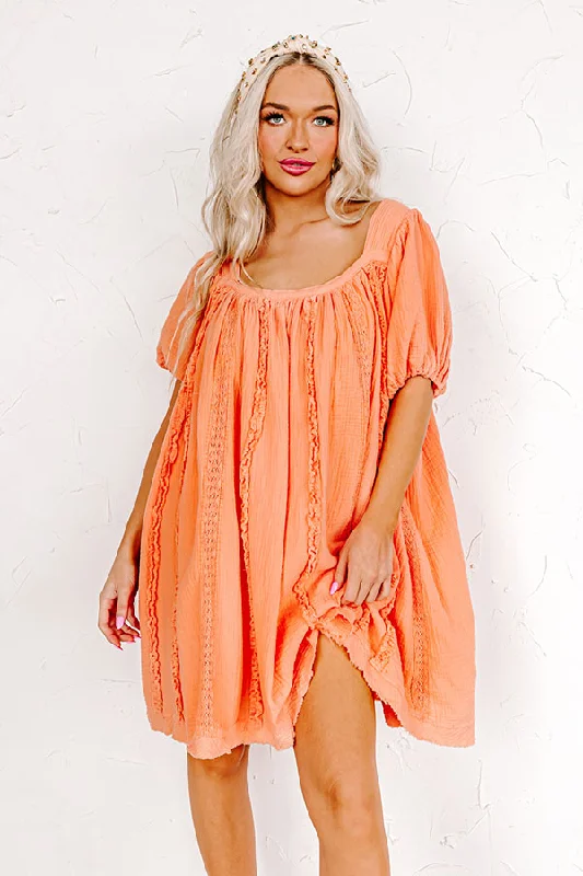 Long - Sleeve Women Dress in Velvet for a Luxurious Winter LookCalifornia Casa Shift Dress In Peach