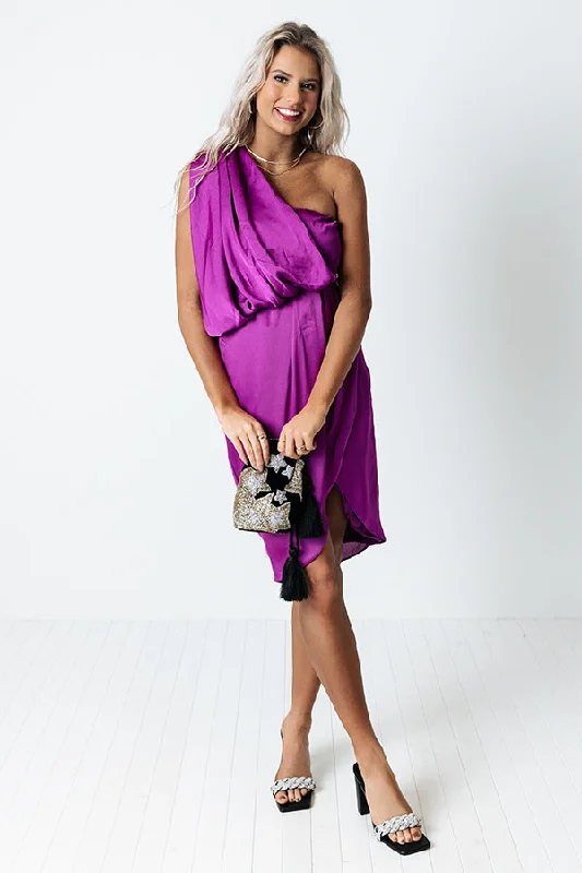 Lace - Embellished Women Dress for an Elegant and Sophisticated AppearanceEyes On The Prize One Shoulder Dress In Orchid