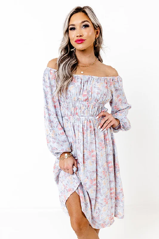 Halter Neck Women Dress to Show Off the Shoulders and NecklineFresh Blossoms Off Shoulder Dress