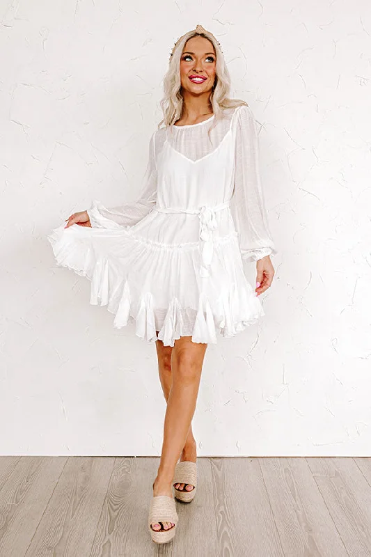 Halter Neck Women Dress to Show Off the Shoulders and NecklineMade To Twirl Ruffle Dress In White