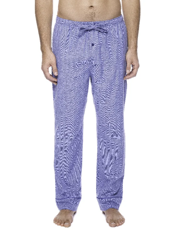 Mens Gingham 100% Cotton Flannel Lounge Pants - Herringbone Blue