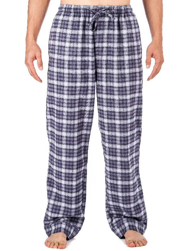 Mens Gingham 100% Cotton Flannel Lounge Pants - Blue/White