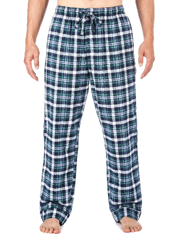 Mens Gingham 100% Cotton Flannel Lounge Pants - Blue/Aqua